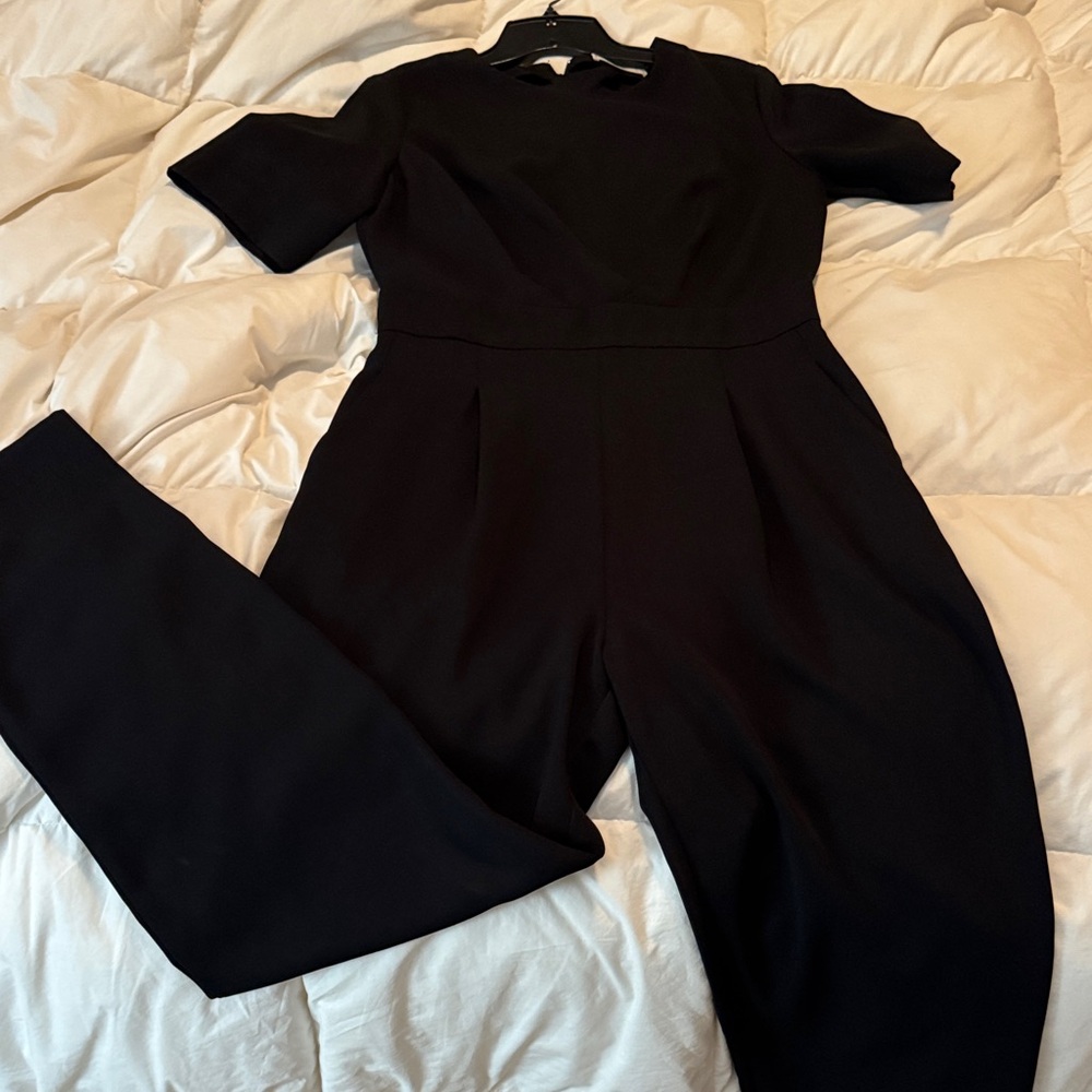 Mango Black Short-Sleeve Jumpsuit